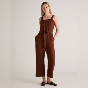 Quince Linen Jumpsuit in Chocolate : Sz M